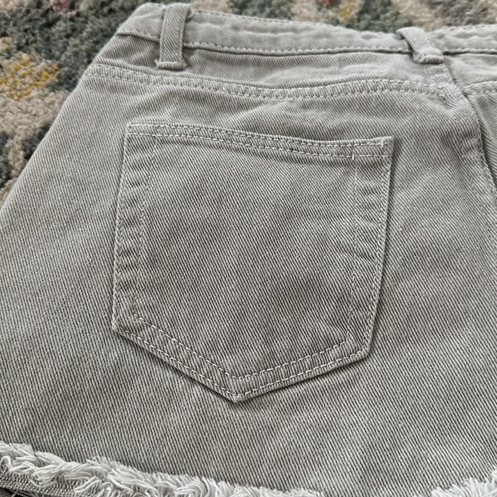 Destroyed Gray Denim Shorts - Picture 6 of 6
